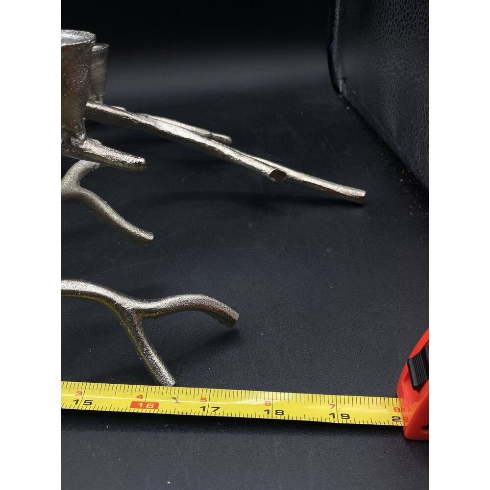 Cast Aluminum Silver Tone Metal Manzanita Branch 5 Candle Holder Centerpiece - Picture 8 of 13